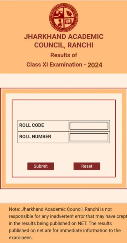 Jac class 11th result 2024